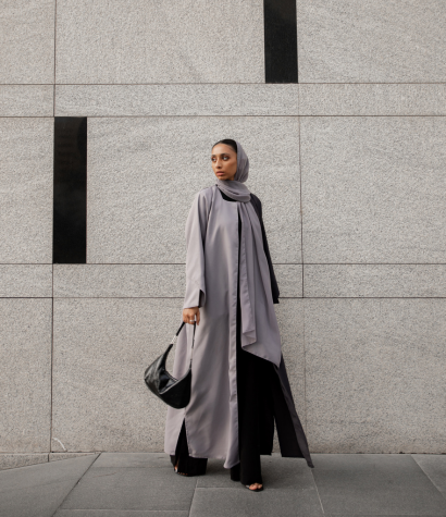 Modest Gray Abaya in Dubai - Lamis Abaya